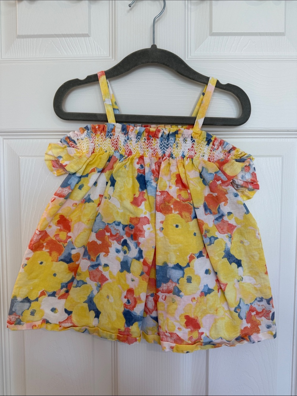 Janie & Jack Girls Floral Smocked Tank Top - Yellow Multi
